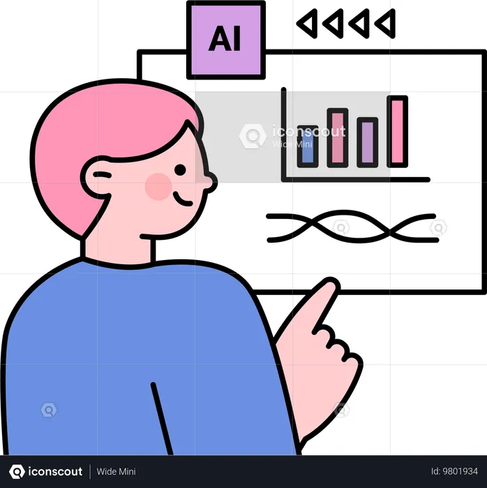 Homme faisant une analyse de l'IA  Illustration