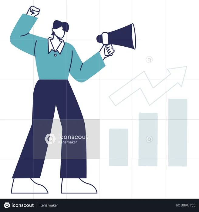 Homme faisant une analyse marketing  Illustration