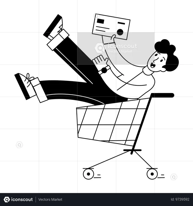 Homme faisant du shopping par carte  Illustration