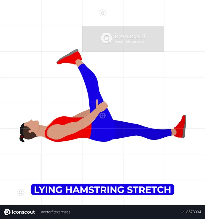 Homme faisant un étirement des ischio-jambiers couché sur le dos  Illustration