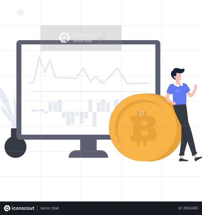 Homme faisant du marketing crypto  Illustration