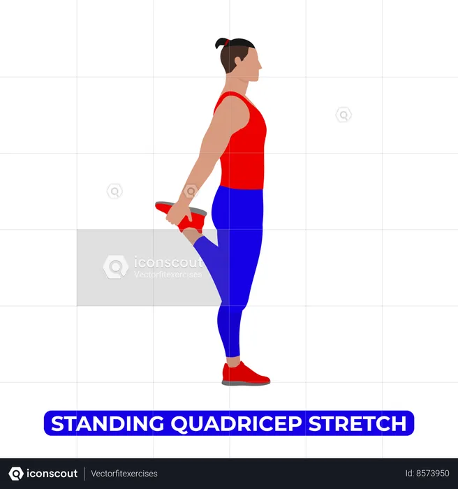 Homme faisant un étirement du quadriceps debout  Illustration