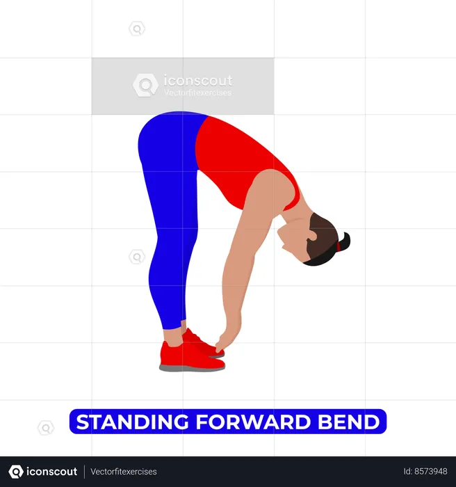 Homme faisant debout flexion de la colonne vertébrale et étirement du dos  Illustration