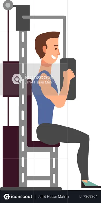 Homme faisant des exercices au gymnase  Illustration