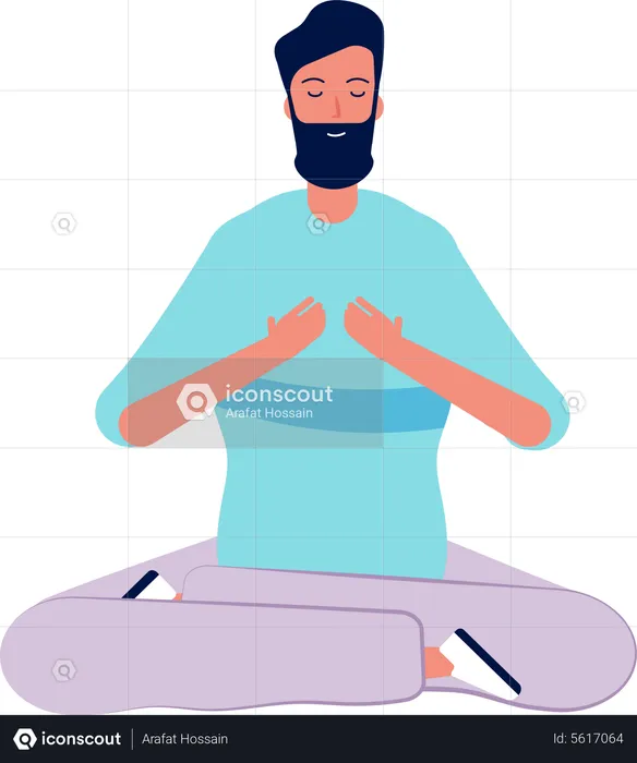 Homme faisant du yoga le matin  Illustration