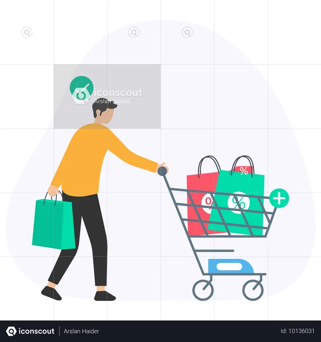 Homme faisant du shopping  Illustration