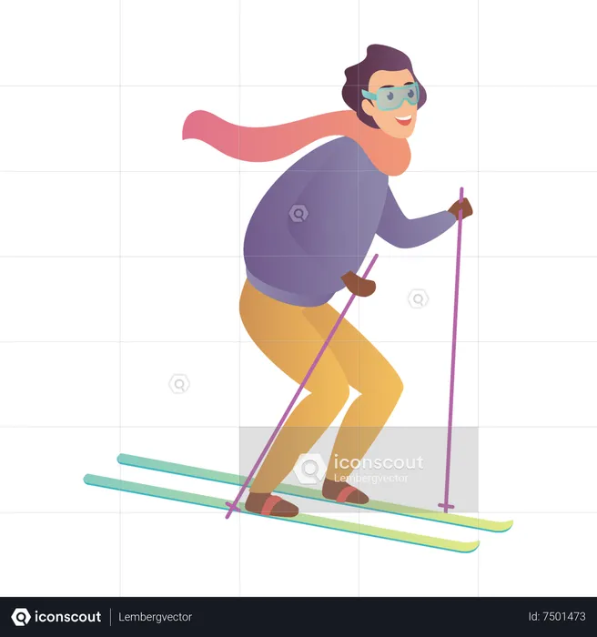 Homme faisant du ski  Illustration