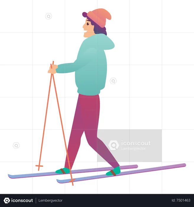 Homme faisant du ski  Illustration