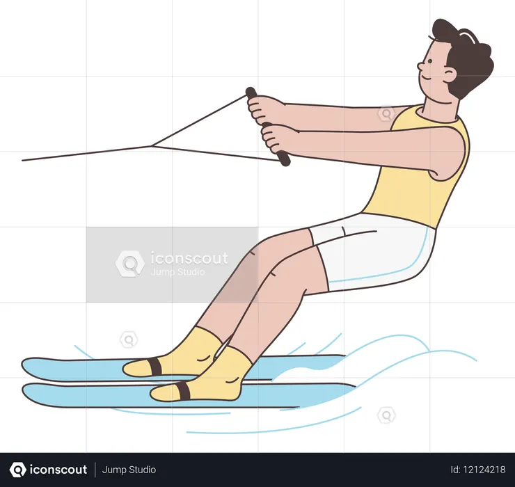 Homme faisant du ski nautique  Illustration