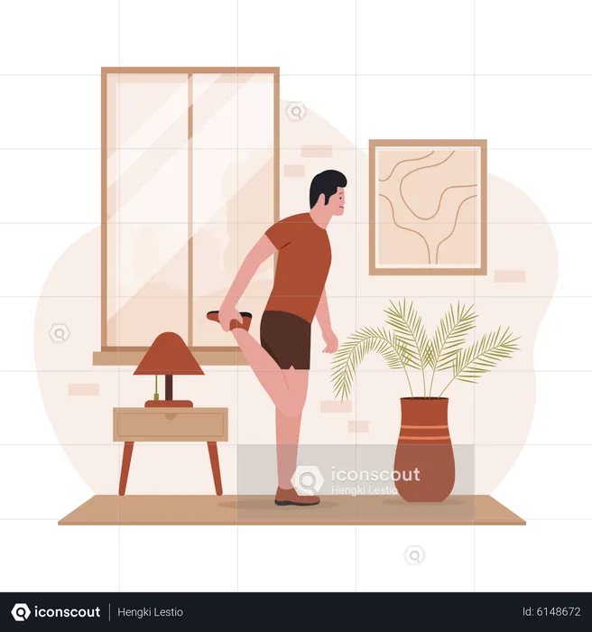 Homme faisant des étirements  Illustration