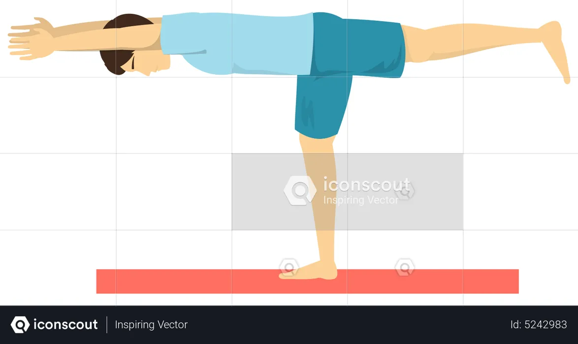 Homme faisant la pose de yoga guerrier  Illustration