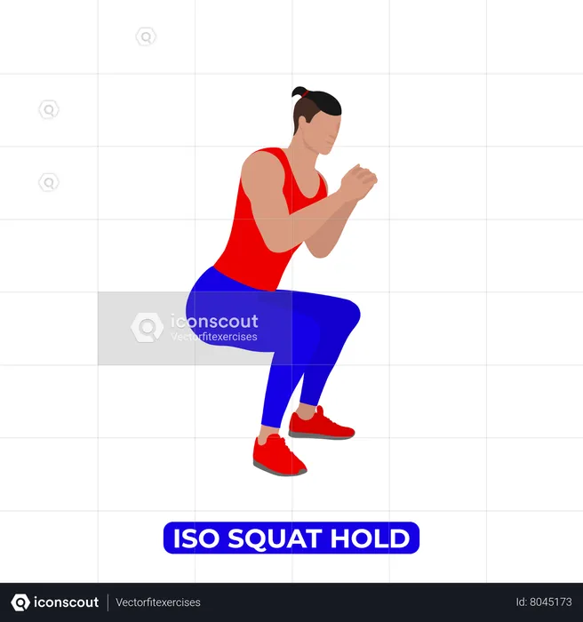 Homme faisant un exercice de maintien Iso Squat  Illustration