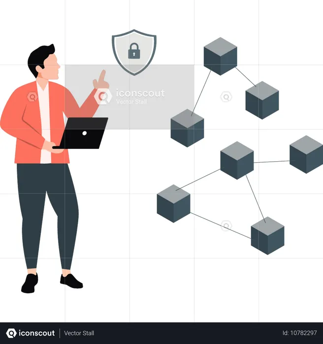 Homme assurant la protection du réseau  Illustration