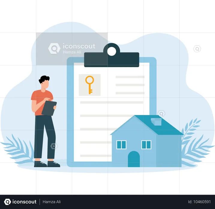 Homme faisant un document à la maison  Illustration