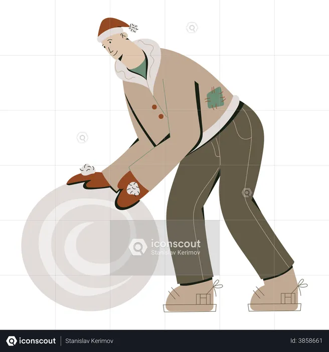 Homme faisant un bonhomme de neige  Illustration