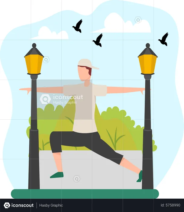 Homme faisant de l'exercice dans le parc  Illustration