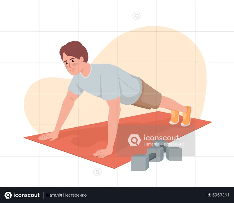 Homme faisant des exercices de pompes  Illustration