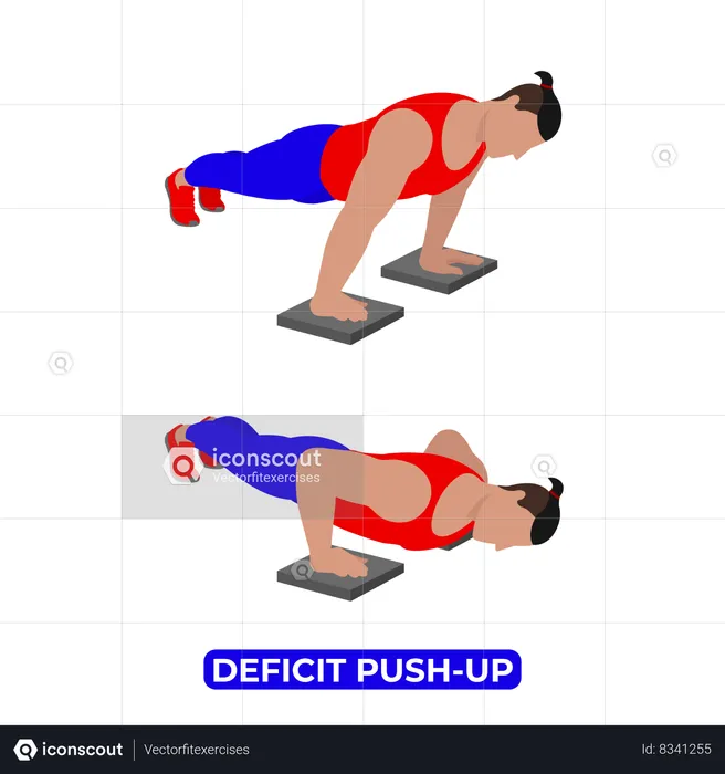 Homme faisant un exercice de poussée de déficit  Illustration