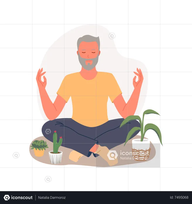 Homme faisant des exercices de yoga  Illustration