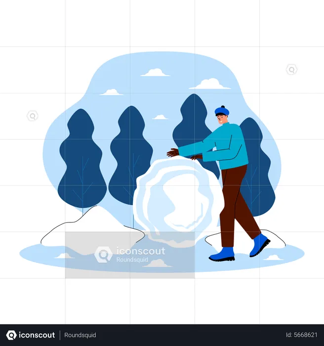 Homme faisant une boule de glace  Illustration