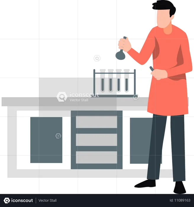 Homme faisant des expériences en laboratoire  Illustration