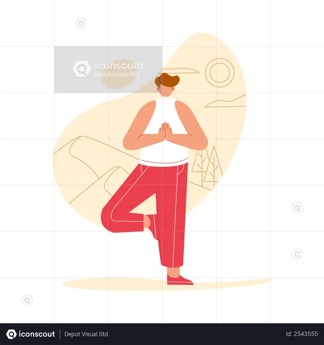 Homme faisant du yoga  Illustration