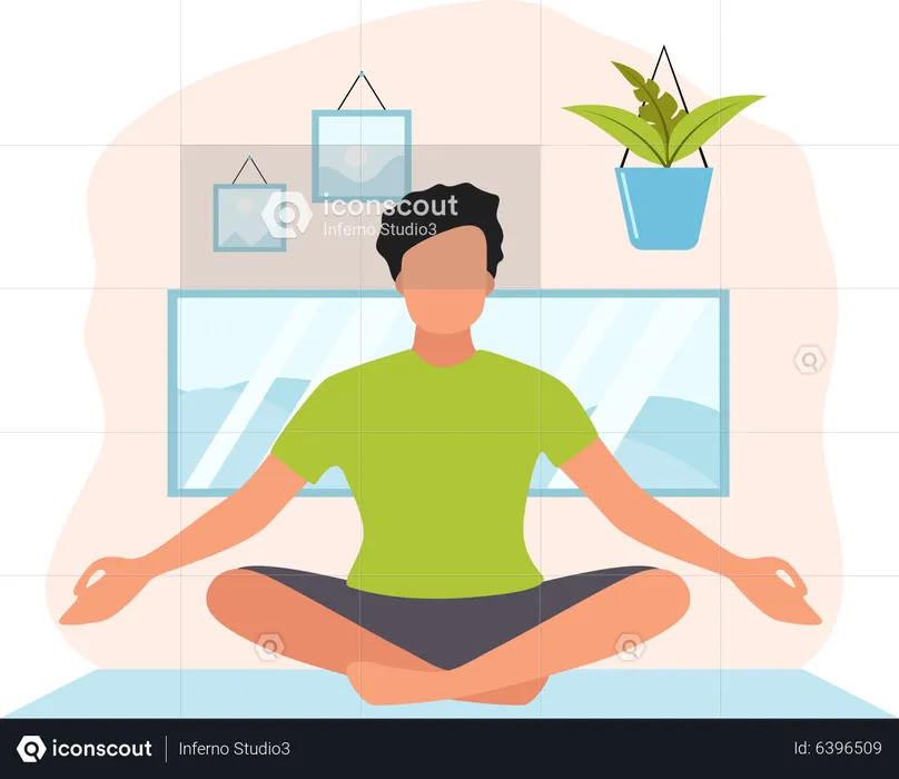 Homme faisant du yoga  Illustration