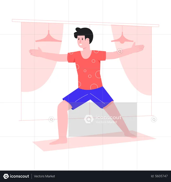 Homme heureux, faire du yoga  Illustration