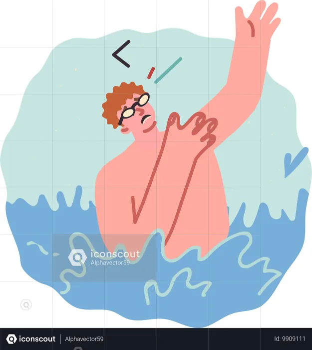 Homme submergé dans l'eau  Illustration