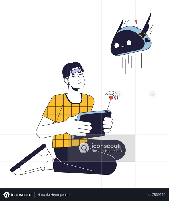 Chatbot de contrôle ingénieur masculin  Illustration