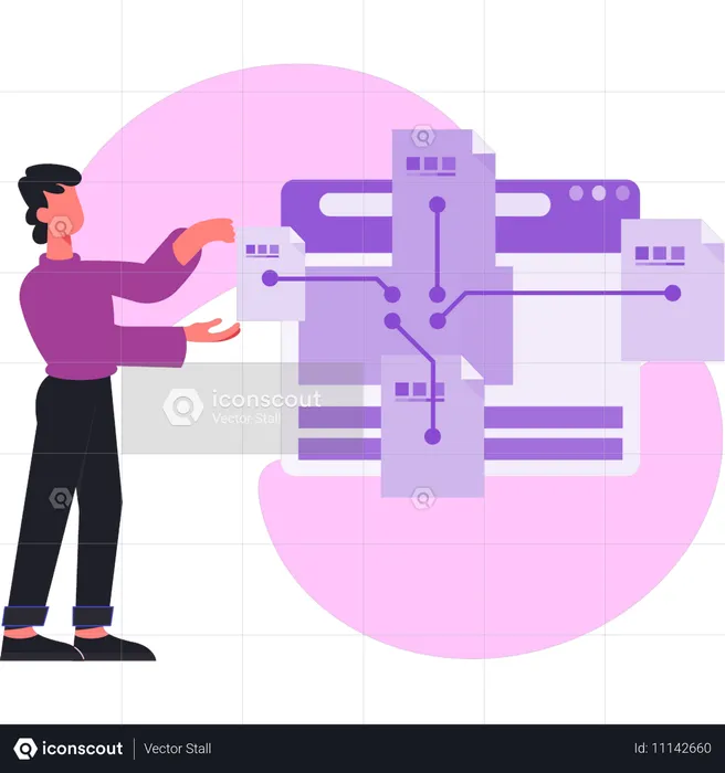 Homme installant un équipement réseau  Illustration