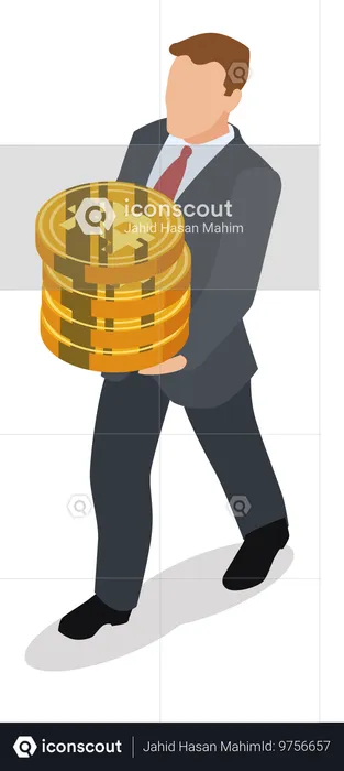 Homme investissant dans la crypto-monnaie  Illustration