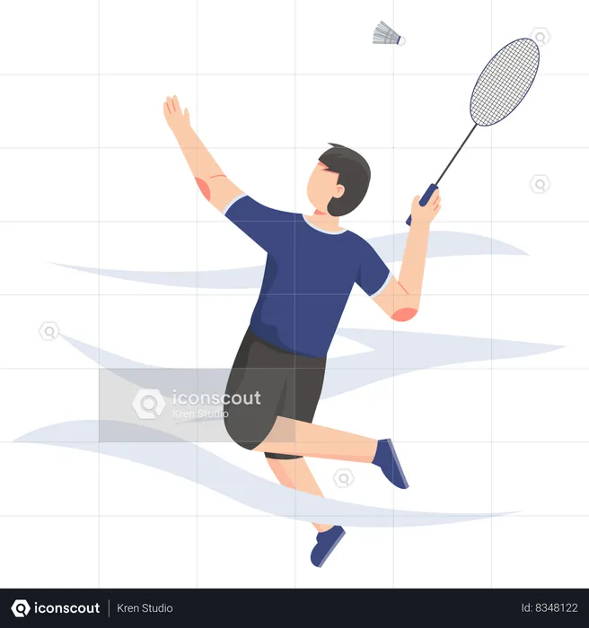 Homme jouant au badminton  Illustration