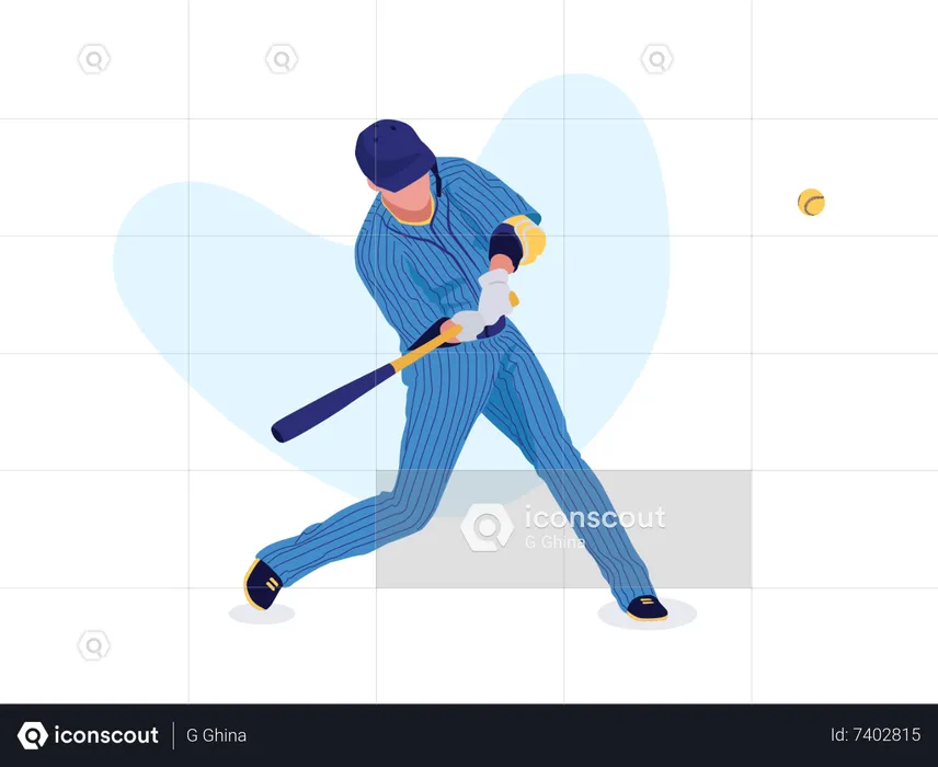 Homme jouant au baseball  Illustration