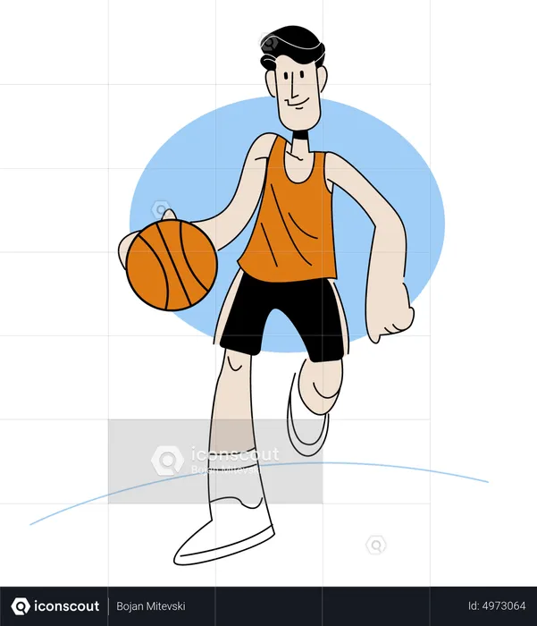 Homme jouant au basket  Illustration