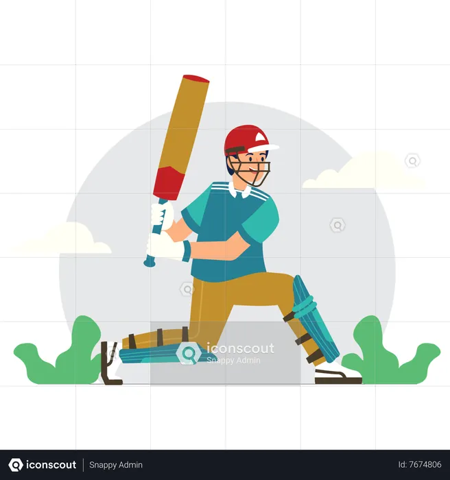 Homme jouant au cricket  Illustration
