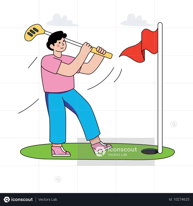 Homme jouant au golf  Illustration