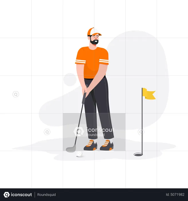 Homme jouant au golf  Illustration