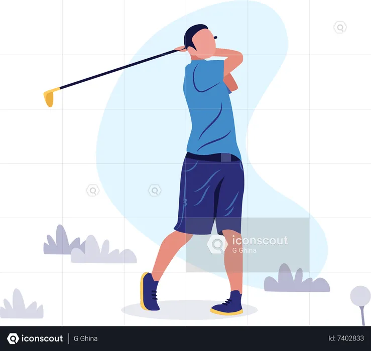 Homme jouant au golf  Illustration