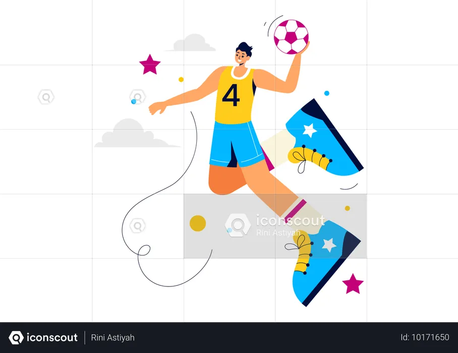 Homme jouant au handball  Illustration