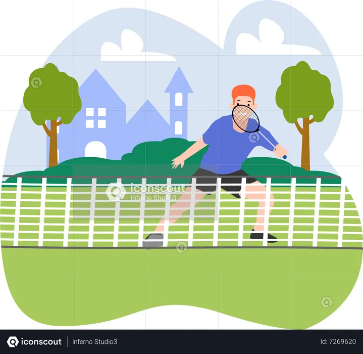 Homme jouant au tennis  Illustration