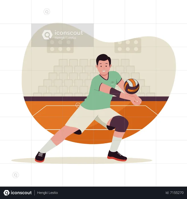 Homme jouant dans une compétition de volley-ball  Illustration