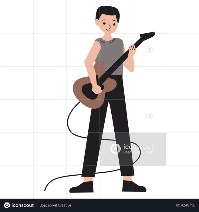 Homme jouant de la guitare  Illustration