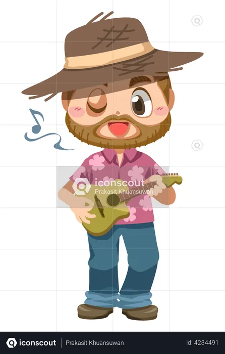 Homme jouant de la guitare  Illustration