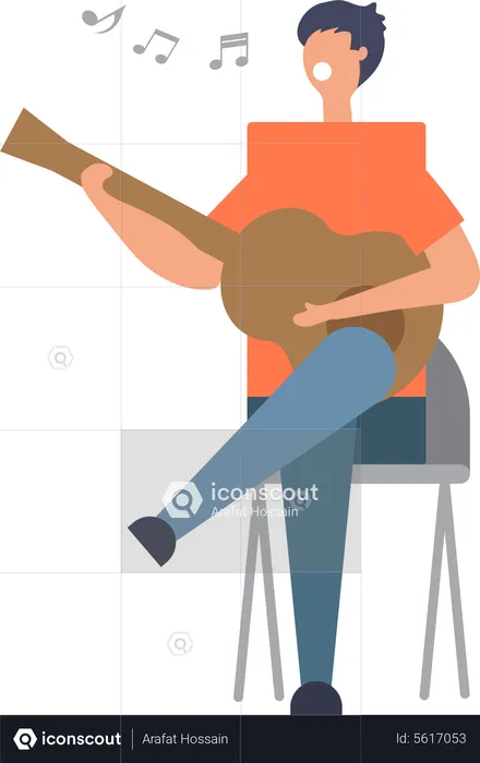 Homme jouant de la guitare  Illustration