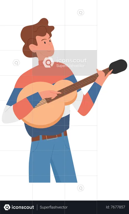 Homme jouant de la guitare  Illustration