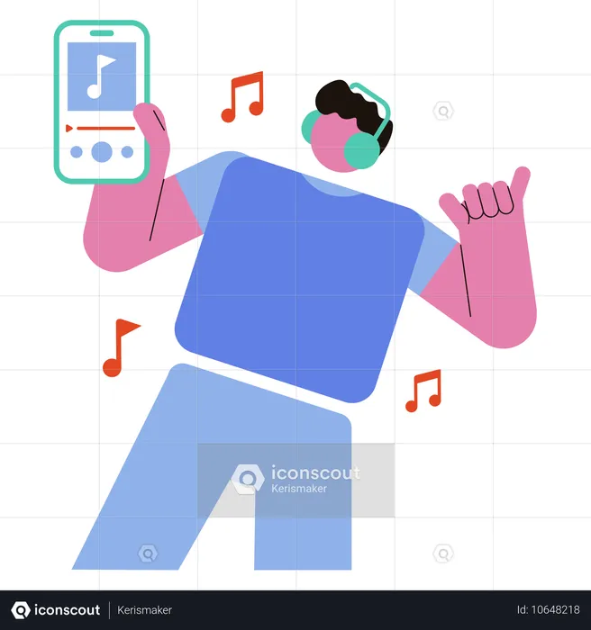 Homme jouant à l'application musicale  Illustration