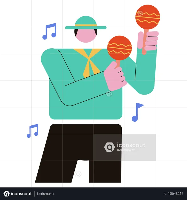 Homme jouant de l'instrument Maracas  Illustration