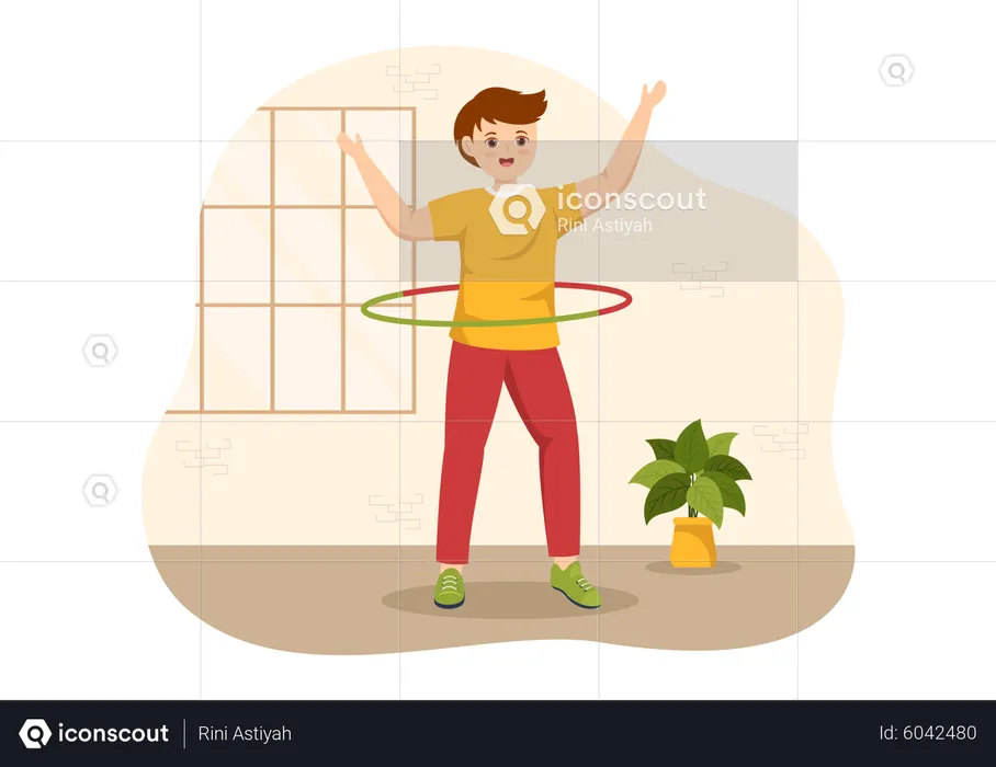 Homme jouant au Hula Hoop  Illustration