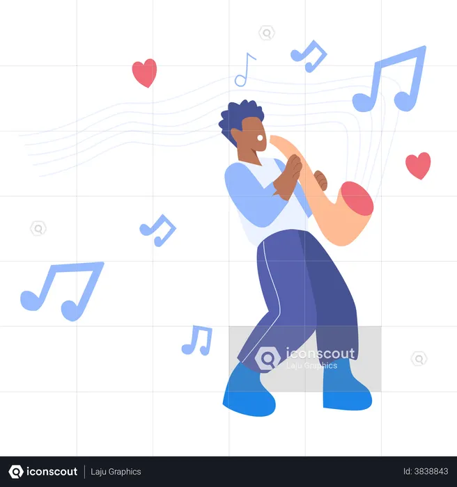 Homme jouant du saxophone  Illustration